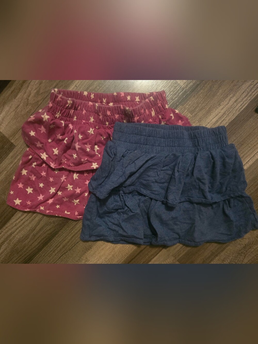 Girls Ruffle Skort Set - Navy and Berry Star